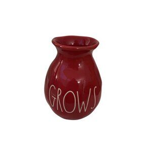 Rae Dunn By Magenta Red Ceramic "Grows" Vase 5.5" Tall Artisan Collection